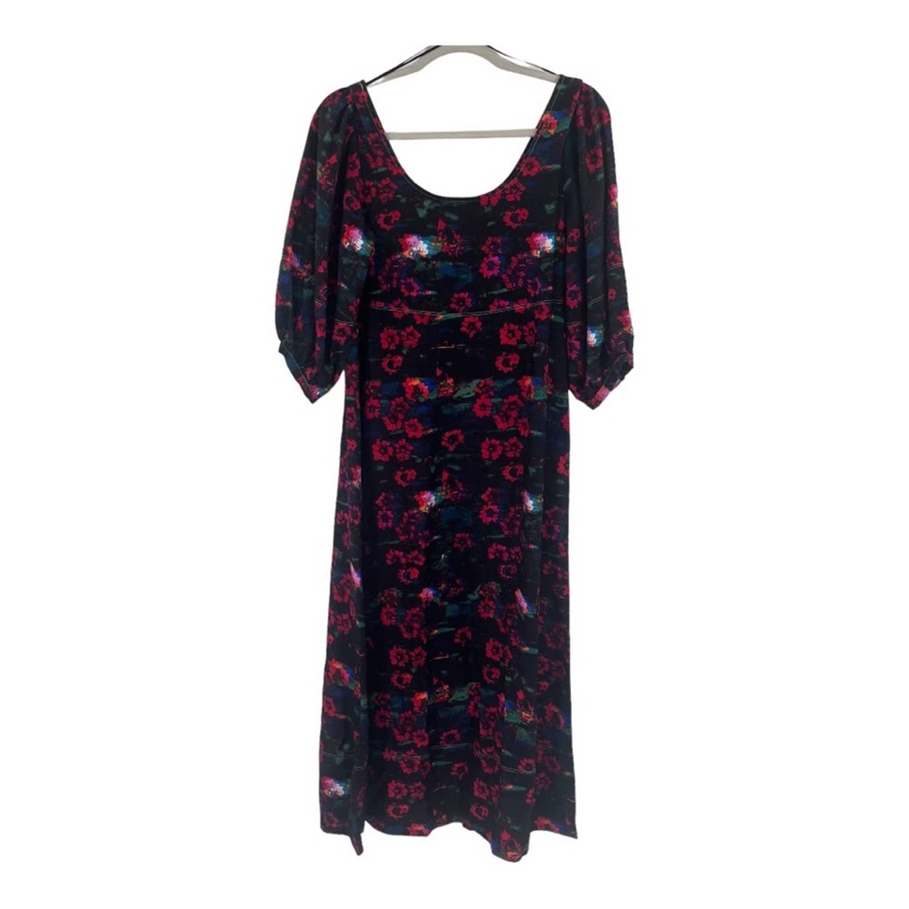 25.Rachel Comey X Target Art to Wear Dark Floral Puff Sleeve MIDI Dress Size 2